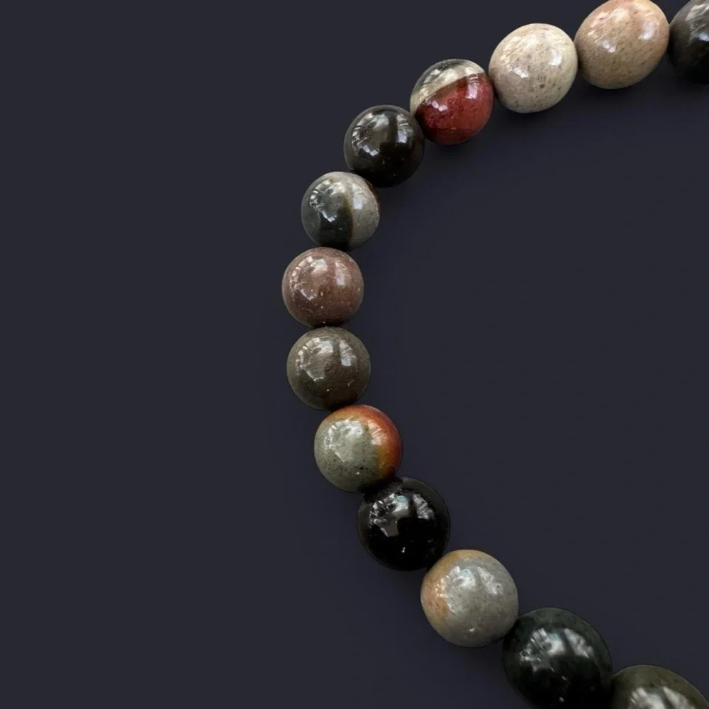 Polychrome Jasper Gemstone Bead Bracelet 8mm